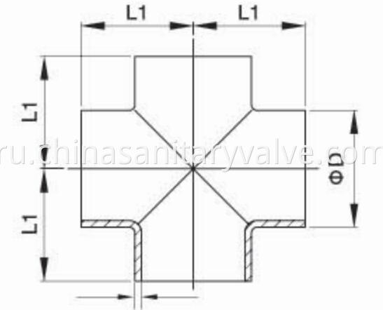 sanitary short welded cross